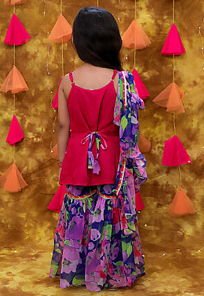 Embroidered Rayon Pakistani Suit in Fuchsia