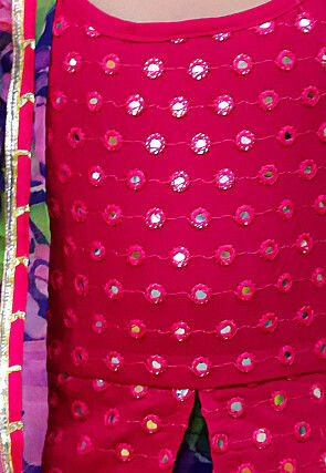 Embroidered Rayon Pakistani Suit in Fuchsia