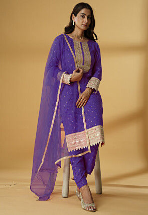 Embroidered Rayon Pakistani Suit in Purple