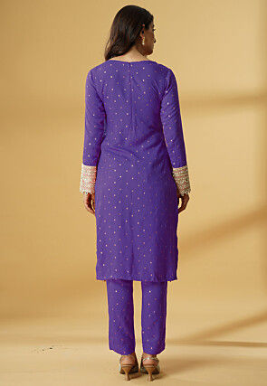 Embroidered Rayon Pakistani Suit in Purple