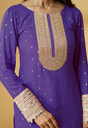 Embroidered Rayon Pakistani Suit in Purple