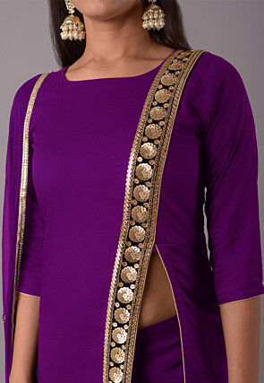 Embroidered Rayon Pakistani Suit in Purple