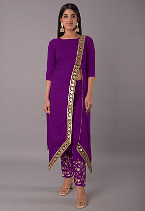 Embroidered Rayon Pakistani Suit in Purple