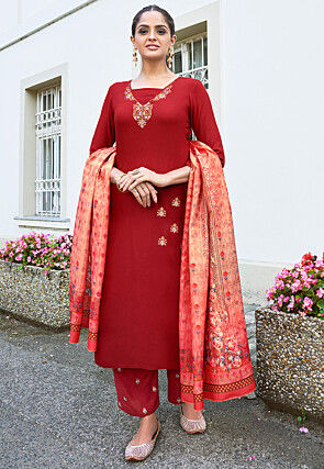 Red suit party wear cheap