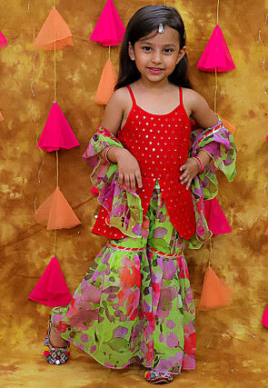 Embroidered Rayon Pakistani Suit in Red