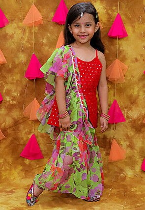 Embroidered Rayon Pakistani Suit in Red