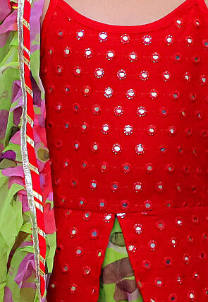 Embroidered Rayon Pakistani Suit in Red
