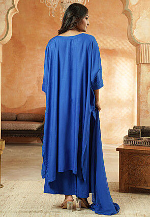 Embroidered Rayon Pakistani Suit in Royal Blue