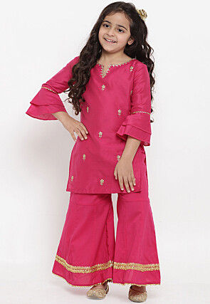 Embroidered Rayon Pakitani Suit in Dark Pink