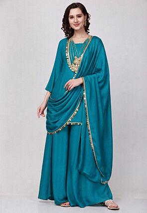 palazzo dresses for ladies Blue - Suit Bias