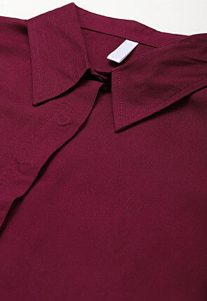 Embroidered Rayon Shirt in Dark Purple