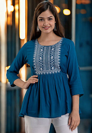 Blue Indo-Western Women's Tops: Buy Latest Designs Online | Utsav Fashion
