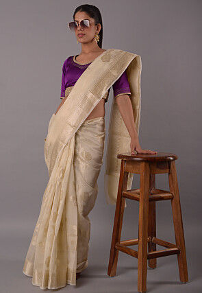 Embroidered Satin Blouse in Purple