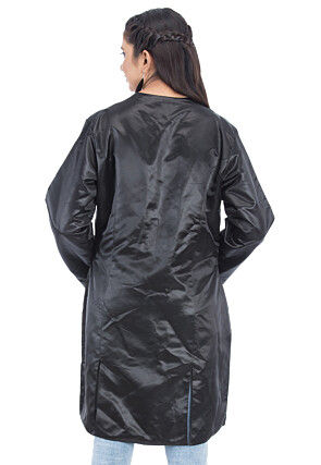 Embroidered Satin Jacket in Black