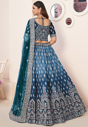 Blue - Satin - Lehenga Cholis: Buy Indian Lehenga Outfits Online ...