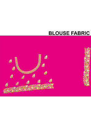 Embroidered Satin Saree in Magenta