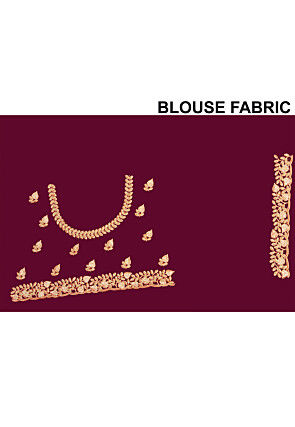Embroidered Satin Saree in Wine