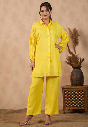 Embroidered Shantoon Tunic Set in Yellow