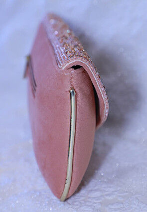Embroidered Suede Clutch Bag in Pink