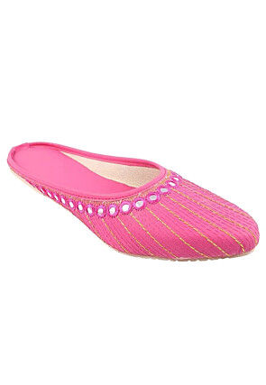 Embroidered Synthetic Women Jutti in Pink