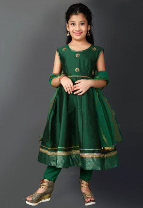 Eavan Girls Green Solid Dress  eavan