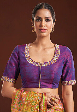 Purple - Designer - Readymade Saree Blouse Designs Online: Buy