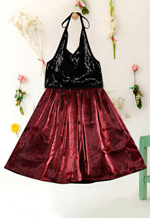 Embroidered Tissue Lehenga in Maroon