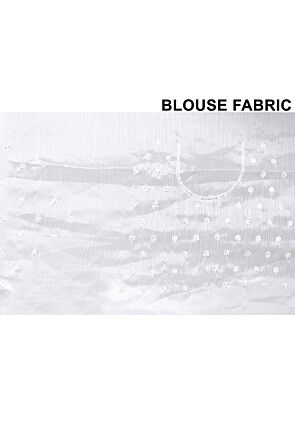 Embroidered Tissue Organza Scalloped Saree in Off White