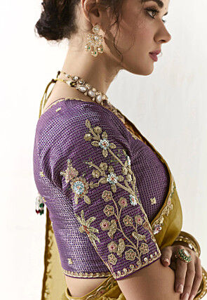 Embroidered Tissue Saree in Yellow