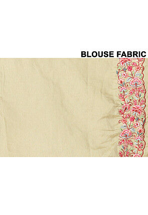 Embroidered Tussar Silk Saree in Dusty Green