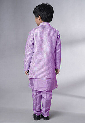 Embroidered Uppada Silk Sherwani in Light Purple