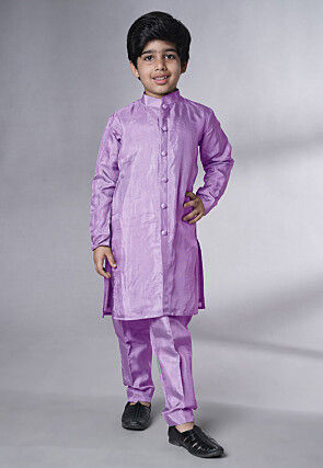 Embroidered Uppada Silk Sherwani in Light Purple