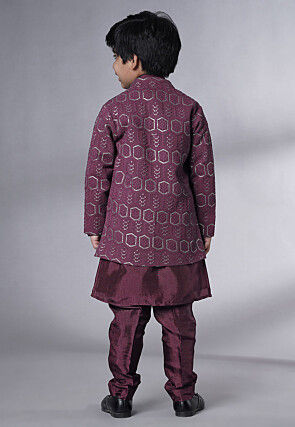 Embroidered Uppada Silk Sherwani in Wine