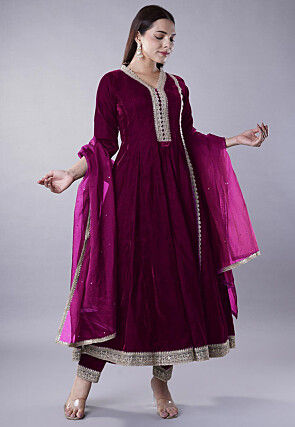 Velvet anarkali suit designs online