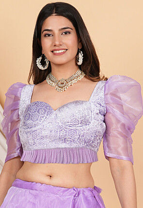 Embroidered Velvet Blouse in Purple