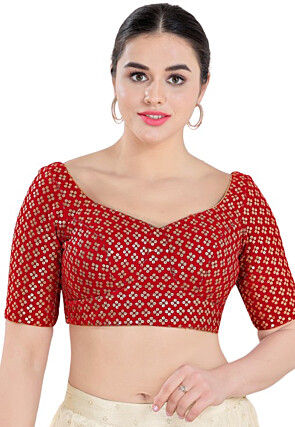 Red - Velvet - Readymade Saree Blouse Designs Online: Buy Fancy Blouses at  Utsav Fashion