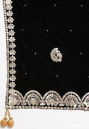 Embroidered Velvet Dupatta in Black
