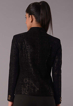 Embroidered Velvet Jacket in Black