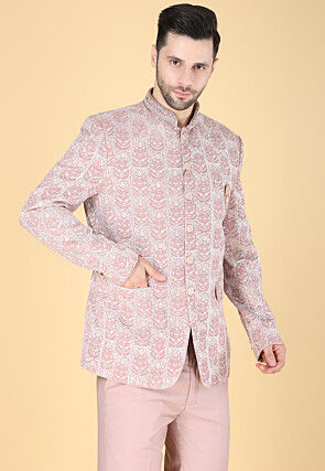 Embroidered Velvet Jodhpuri Suit in Pink