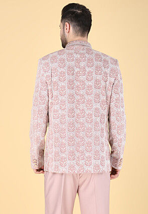 Embroidered Velvet Jodhpuri Suit in Pink