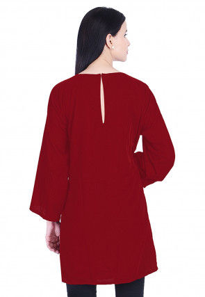 Embroidered Velvet Kurti Maroon