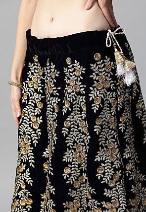 Embroidered Velvet Lehenga in Black