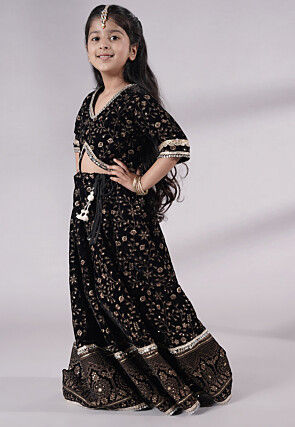 Embroidered Velvet Lehenga in Black