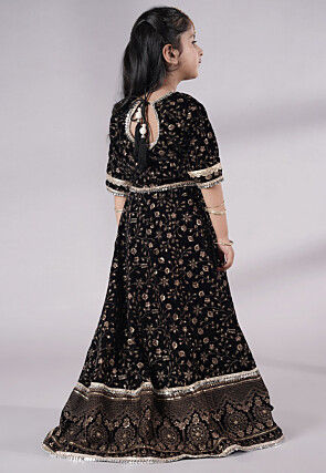 Embroidered Velvet Lehenga in Black