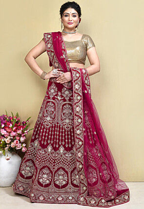 Velvet Lehenga | Buy Elegant Velvet Lehengas Online | KalaNiketan