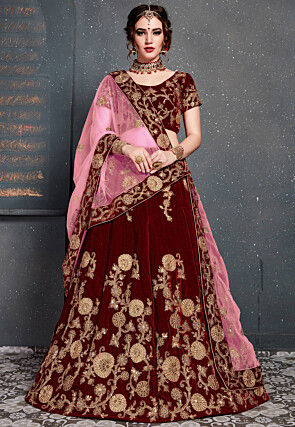 Red Velvet Lehenga and Ghagra Choli Buy Latest Designs Online Utsav Fashion