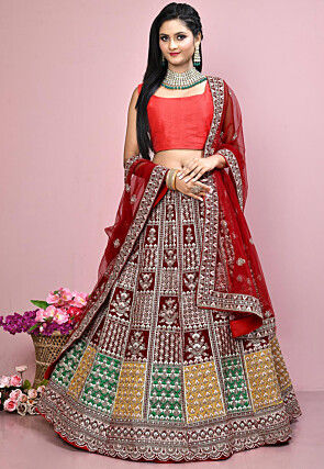 Off White/Red/Green Color Bridal lehenga – Lady Selection Inc