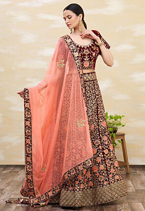 Buy Velvet Lehengas and Velvet Lehenga Choli Designs Online