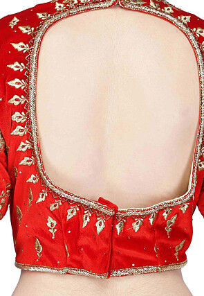 Embroidered Velvet Lehenga in Red