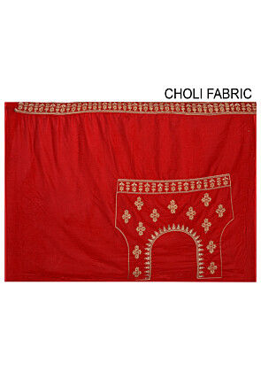 Embroidered Velvet Lehenga in Red